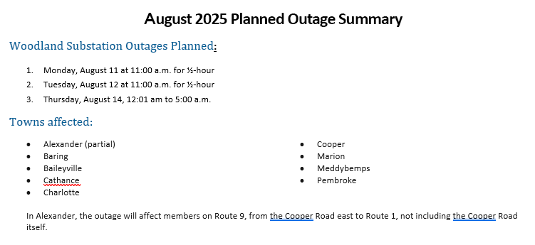 Planned Outage